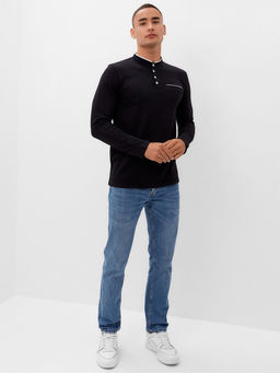 Лонгслив поло мужской MINAKU: Basic line MAN, чёрный, размер 54