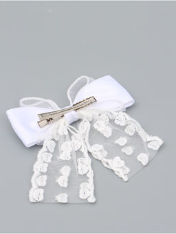 Бант для волос на заколке с лентами «Сердечки», белый, Принцессы