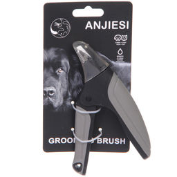 Цена за 2 шт. Когтерез - гильотина для животных "ПРЕМИУМ - МОЙ БРО", прорезиненная ручка, цвет серый/черный, 9*15см