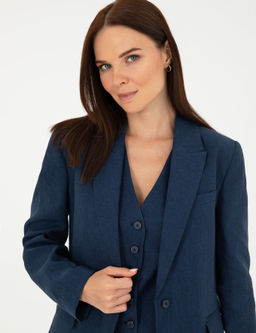Lacivert Regular Fit Keten Ceket - Pierre cardin фото 2