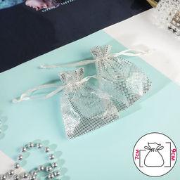 Цена за 100 шт. Мешочек подарочный Тиснение, 7 х 9, цвет бежевый с серебром