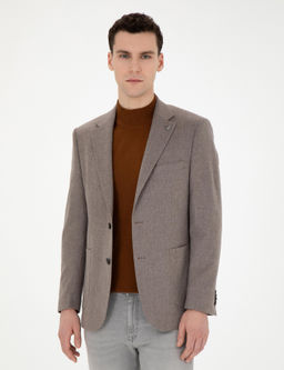 A__k Kahverengi Slim Fit %100 Ka_mir Ceket