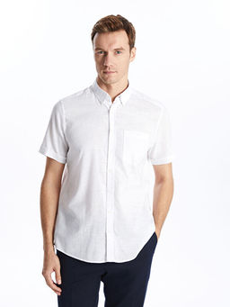 Regular Fit Keten Kar???ml? Erkek G?mlek