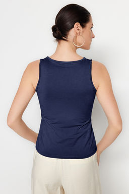 Lacivert Kare Yaka Fitted/Vucuda Oturan Esnek Orme Atlet TWOSS23AL00037