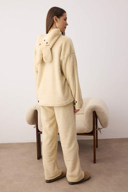 Trendyolmilla Gri Kapusonlu ve Nak?sl? Wellsoft K?sl?k Orme Pijama Tak?m? THMAW25PT00143  фото 9
