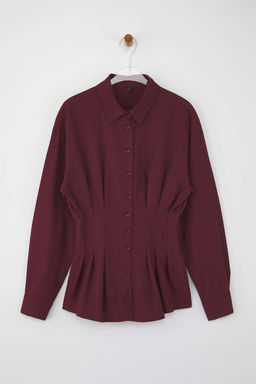 Bordo Bele Oturan Gipe Detayl? Gomlek TWOAW26GO00008 - Trendyolmilla фото 5