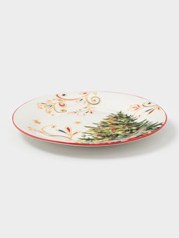 Тарелка новогодняя Доляна «Волшебное дерево», d=19.8 см, фарфор, белая