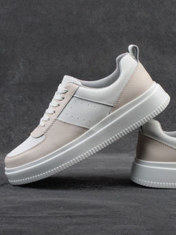 03-YJ425-1 WHITE/BEIGE Полуботинки спортивные женские (натуральная кожа) - Фабричный китай фото 15