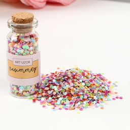 Цена за 2 шт. Глиттер в баночке «Конфетти», размер 2 мм, 7 г, 5×2×2 см, МИКС