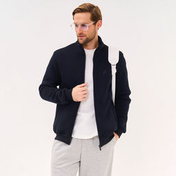 RODOS Толстовка на молнии мужская с начесом демисезон М-294/2 Синий