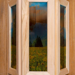 Абажур для бани и сауны «Одуванчики», 33×29×12 см, деревянный, настенный, со стеклом, с УФ-печатью, «Добропаровъ»