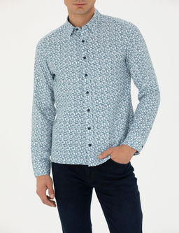 Рубашка Pierre Cardin Slim Fit светло-синяя с длинным рукавом