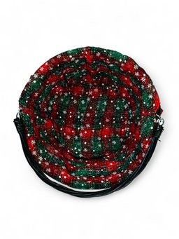 Корзина плетёная для хранения «Новогодняя», 32×32×14 см, ручка h=14 см, зелёная