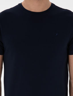 Lacivert Slim Fit Bisiklet Yaka %100 Pamuk Basic T-shirt - Cacharel фото 6