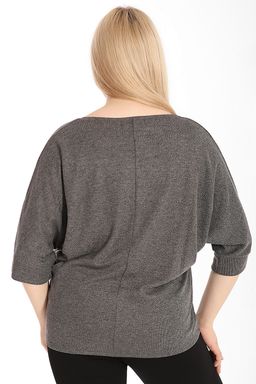 Блузка трикотажная серого цвета с кошками из страз - Almond фото 2