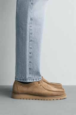 LEATHER MOC TOE SHOES - Zara фото 8