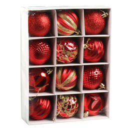 Елочное украшение Шар 12 штук 6 см / 5617 /уп 60/ красный микс - Галеонтрейд фото 4