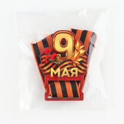 Цена за 2 шт. Значок с георгиевской лентой «9 Мая, гвоздика», дерево, 4.8×6.6 см