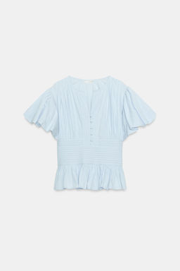 BLUSA JARETAS MANGA ABULLONADA / Celeste - Zara фото 6