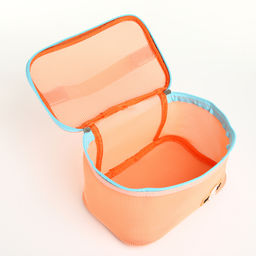 Косметичка-сундучок на молнии, с ручкой, сетка/оранжевая - Simaland фото 3