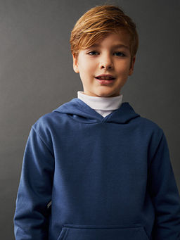 Basic Uzun Kollu Erkek ?ocuk Hoodie