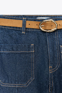 Z1975 WIDE-LEG CROPPED HIGH-WAIST JEANS WITH BELT - Zara фото 8
