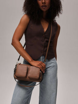 Сумка багет на плечо Deboro 31103 светлый орех