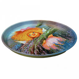 Поднос металлический В лавандовом поле д33см, круглый (Россия) - Домашняя мода фото 3