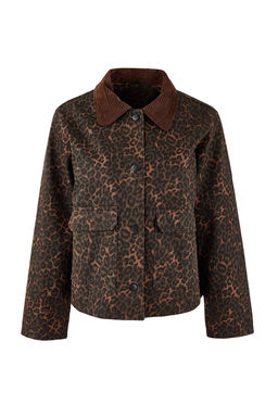 Cok Renkli-Kahverengi Kadife Yaka Detayl? Gabardin Leopar Desenli Ceket TWOSS26CE00014 - Trendyolmilla фото 3