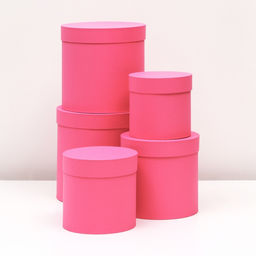 Набор круглых коробок 5в1 «Краски», розовый, 25×25×25 - 19×19×19 см