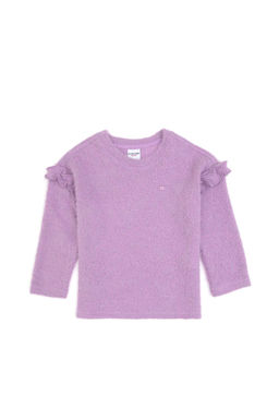 K_z _ocuk Lila Kollar_ F_rf_rl_ Bisiklet Yaka Sweatshirt