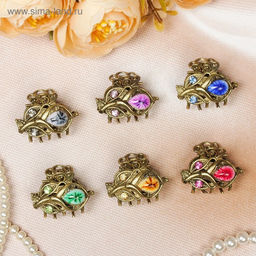 Цена за 12 шт. Крабик для волос «Индия», тюльпан, 2.5 см, золото МИКС