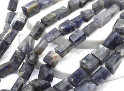 Бусины из иолита (кордиерита) прямоугольник 9*15мм, 27см, 19 бусин, 38г Радуга камня
