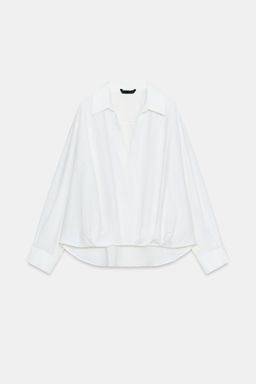 CAMISA CON LINO BAJO ABULLONADO / Blanco - Zara фото 6