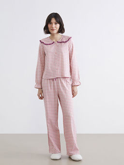 Bebe Yaka Ekose Kad?n Pijama Tak?m