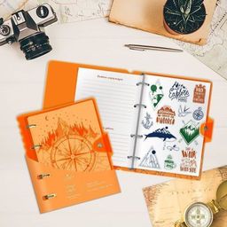 Тетрадь со сменным блоком 120 л. А5, клетка, на кольцах LOREX NEON. ORANGE пластиковая обл...