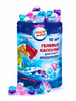 Цена за 2 шт. Капсулы для стирки Мой Выбор 5в1 Свежесть океана 10 шт. по 10 гр  фото 16