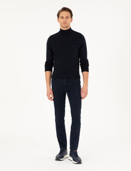 Lacivert Slim Fit Yar_m Bal_k__ Yaka Basic Triko Kazak - Pierre cardin фото 4