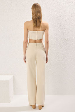 Ekru Nak?sl? Yuksek Bel Wide Leg Jeans TWOSS25JE00212 - Trendyolmilla фото 5