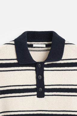 STRIPED JACQUARD KNIT POLO SHIRT - Zara фото 9