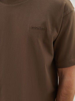 Bisiklet Yaka Bask?l? Penye Erkek Ti??rt