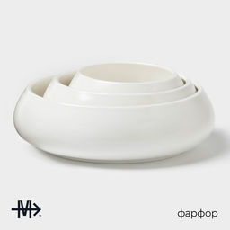 Салатники Magistro OliveQueen, 1500/800/450 мл, набор 3 шт, фарфор, белые