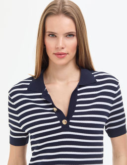 Lacivert Slim Fit Polo Yaka Triko Ti__rt