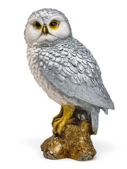 Фигурка полистоун «Сова на коряге», серебро, 9×12×19 см