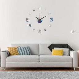 Часы настенные интерьерные «Звёзды», 3D, наклейка, бесшумные, плавный ход, d=40 см