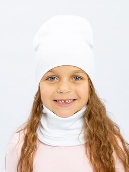 Шапка детская молочного цвета для девочки (107300010)