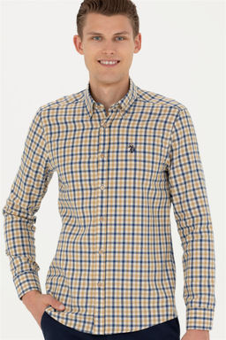 Мужская рубашка песочного цвета с длинным рукавом - U.s. polo assn фото 10