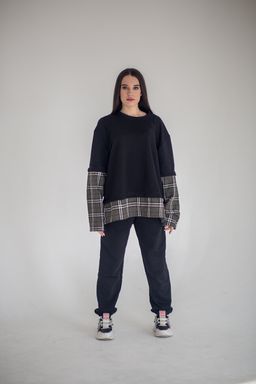 302 Костюм комбинированный, черный/хаки клетка - Knitka wear фото 7