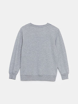 Bisiklet Yaka Bask?l? Erkek ?ocuk Sweatshirt