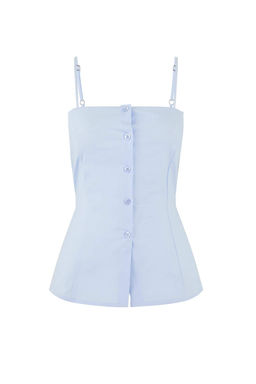 Ac?k Mavi Ikili Parcal? Lycral? Poplin Bedene Oturan Gomlek TWOSS26GO00064